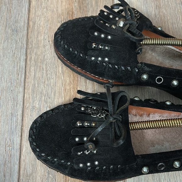 Coach Roccasin Slip On Black Studded Fringe Suede size 8.5 B EUR 39 - Picture 8 of 16